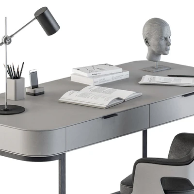 Gray and Black Writing Desk - Office Set 180 — Ver 4