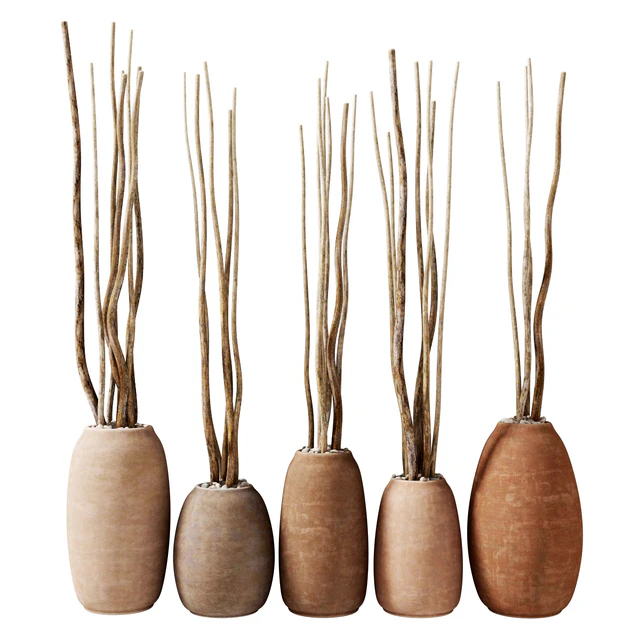 Сухие ветки в глиняных горшках / Dry branch vase — Скачать