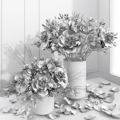 Red Pink Peony Flower Vase — Ver 2