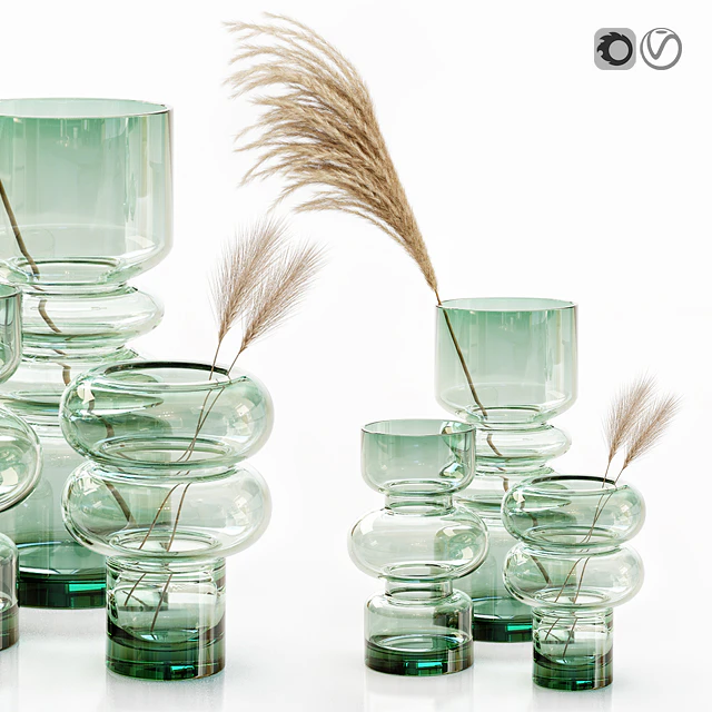 H&M glass vases with dried flower pampas grass — Descargar