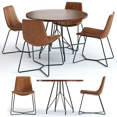 West Elm Jules Table and Slope Chairs — Вид 1