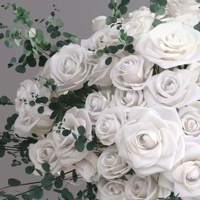 Eucalyptus ecuador white roses big glass event vase — Descargar