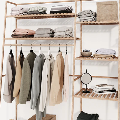 Clothes wardrobe wooden rack — Ver 6