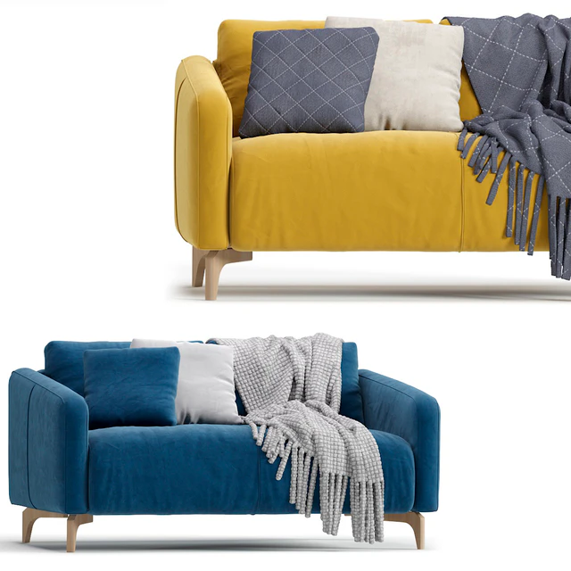 Sofa Ljeri Mini Barhat Beige Velvet Light by Divan.ru 4 Colors / Диван Льери Мини — Скачать