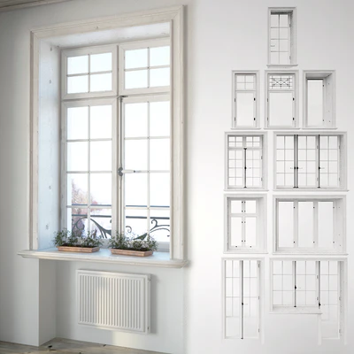 Set classical windows with decor — Ver 3