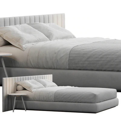 Modern Striped Headboard Bed — Ver 4