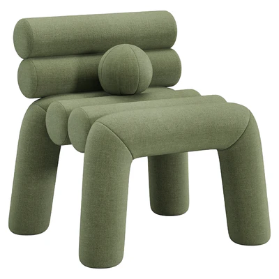 Beige Velvet Accent Chair by Homary — View 5
