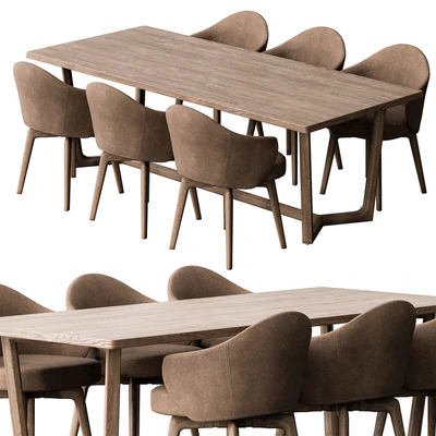 Dinning Table Wooden - Set 30 — Ver 4