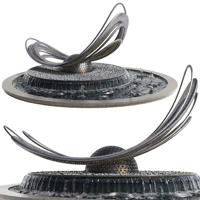 Pond with metal sculpture — Descargar