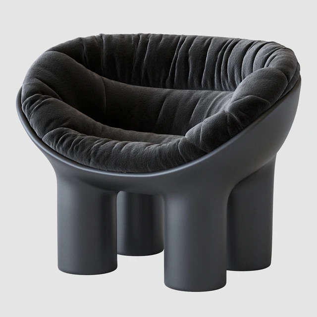 Roly Poly Polyethylene Armchair in Concrete with Cushions by Faye Toogood — Descargar