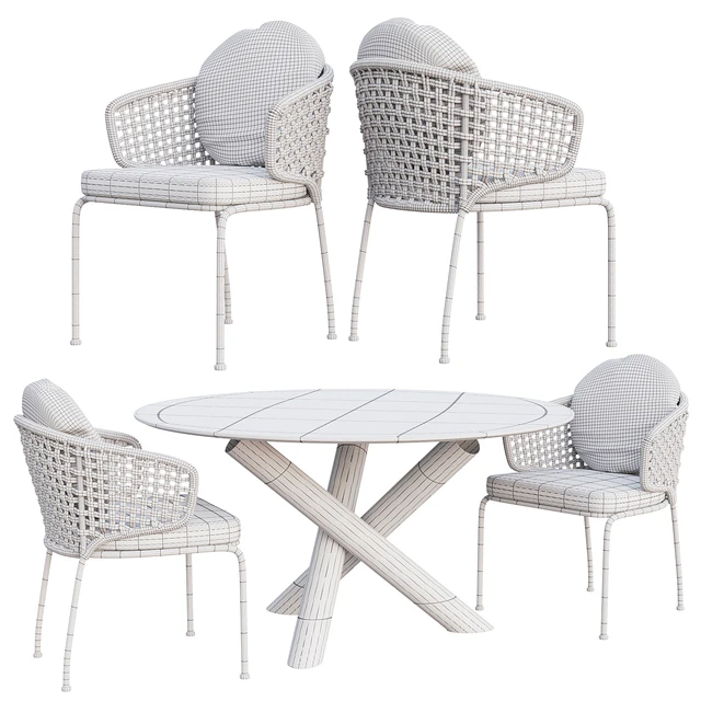 AVE Minotti Outdoor Van Dyck Table & Aston Cord Chair — Descargar