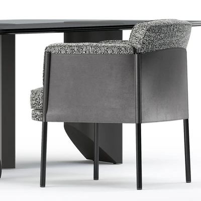 SHELLEY DINING chair and WEDGE DINING Table by Minotti — Вид 5