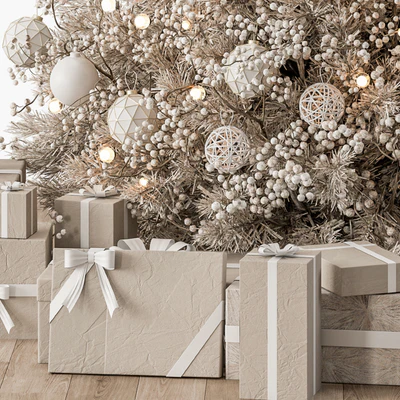 Christmas Decoration 34 - Christmas White and Cream Tree with Gift — Ver 4