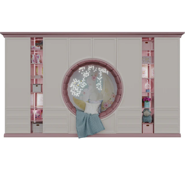 Wardrobe with a seat for a children's room — Descargar