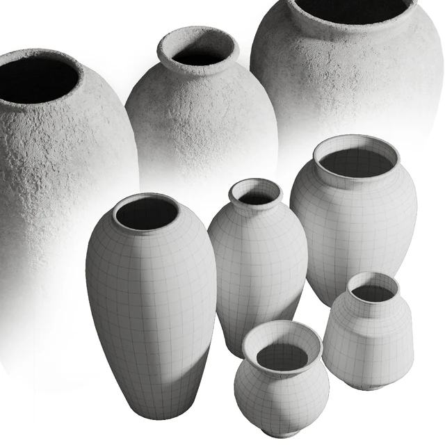 Old vase 3 material marble concrete plaster — Descargar