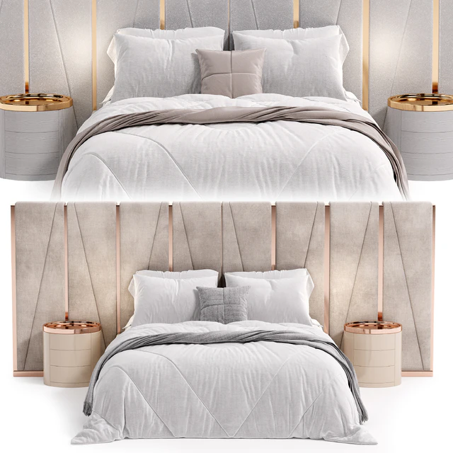 Modrest Nixa Modern White Bonded Leather & Gold Bed — Descargar