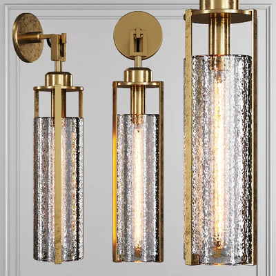 Restoration Hardware ARPEGE CAST GLASS CYLINDER SCONCE Brass — Вид 1