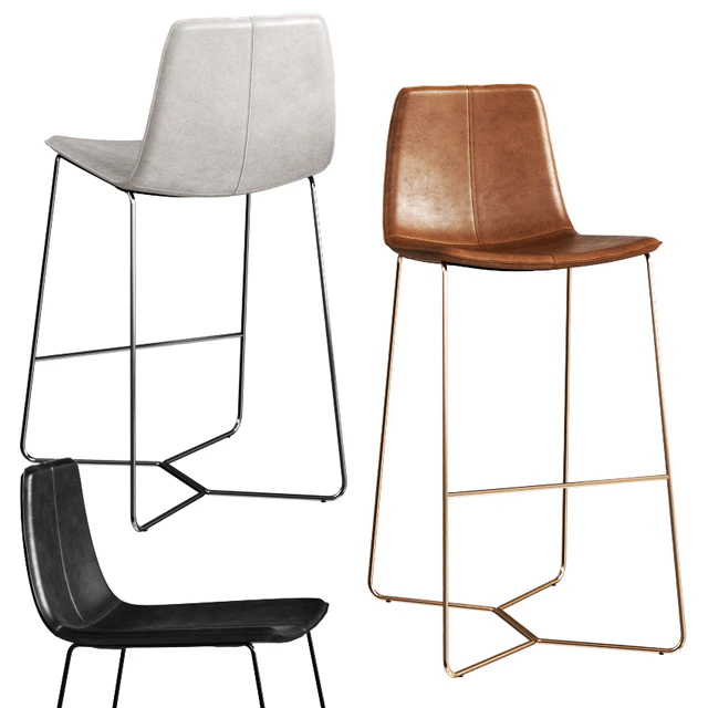 West Elm Slope Leather Bar + Counter Stools — Скачать