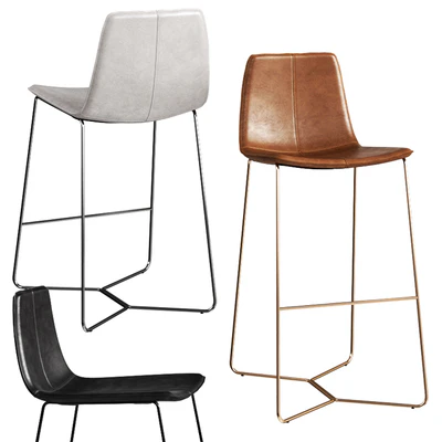 West Elm Slope Leather Bar + Counter Stools — Вид 1