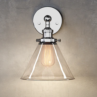 FACTORY FILAMENT CLEAR GLASS FUNNEL SCONCE — Ver 2