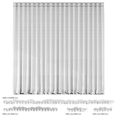 Curtains with folds on the floor of fine linen on the ceiling cornice — Ver 3