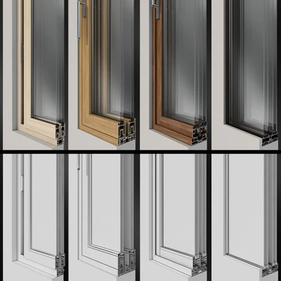 Sliding stained glass wooden windows & doors — Ver 5