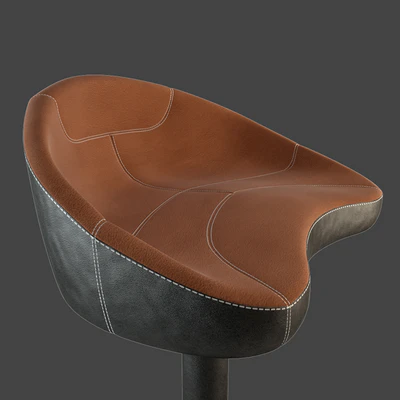 Slugger Bar Stool Black With Tan Stitching — Ver 3
