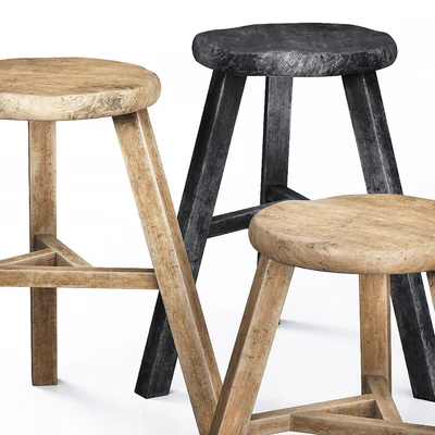 Wooden Accent Stool 01 — Ver 4