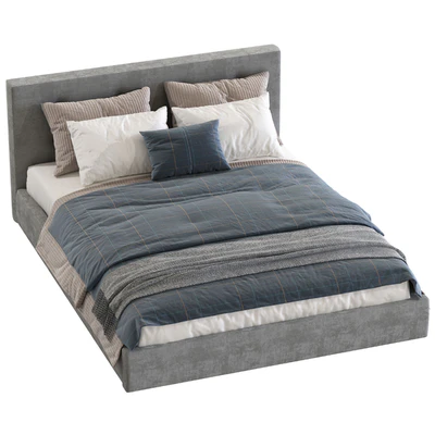 Bed Cushy Upholstered Platfrom Bed — Ver 5