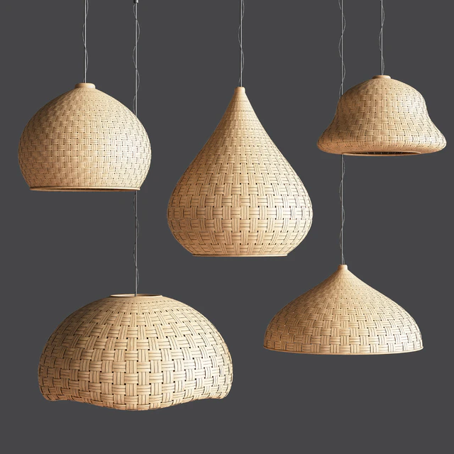 Rattan pendant lights 01 — Скачать