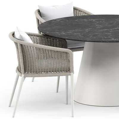 knot armchair and cone ii dining table round 140 by janus — Ver 3