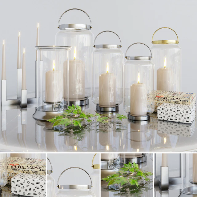 Fascinating candlesticks with candles and decor — Descargar