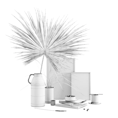 Decorative set with dryed palm — Ver 3