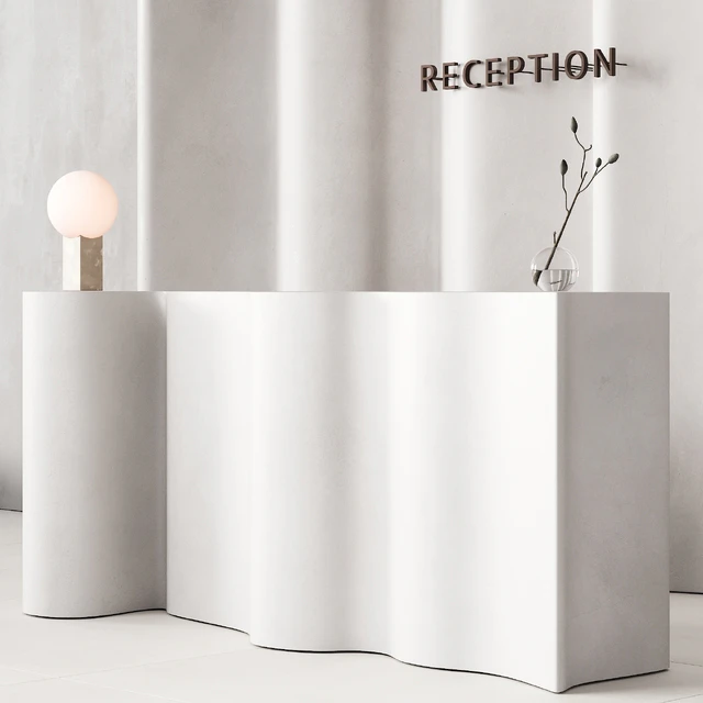 379 office furniture 17 reception desk 12 double wave with plant — Descargar