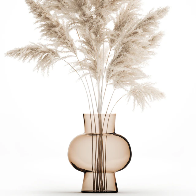 A beautiful lush bouquet of dried flowers in a vase with dry branches of pampas, Cortaderia, white reeds. 150. — Descargar