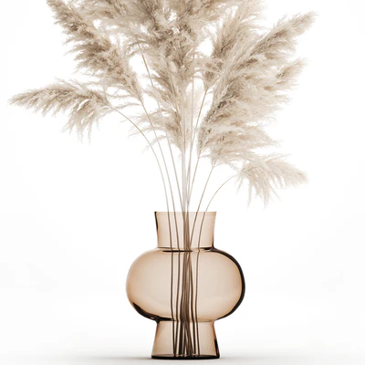 A beautiful lush bouquet of dried flowers in a vase with dry branches of pampas, Cortaderia, white reeds. 150. — Ver 6