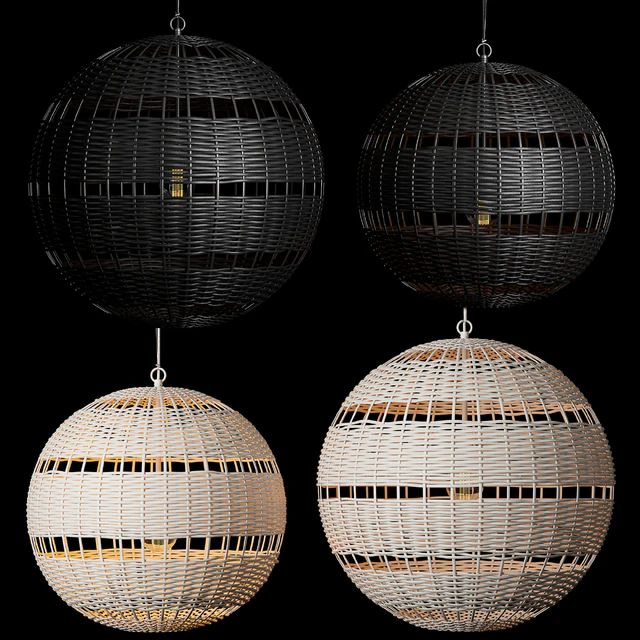 RH Montauk rattan round pendant — Скачать