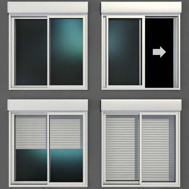 Sliding stained glass windows with roller shutters — Descargar
