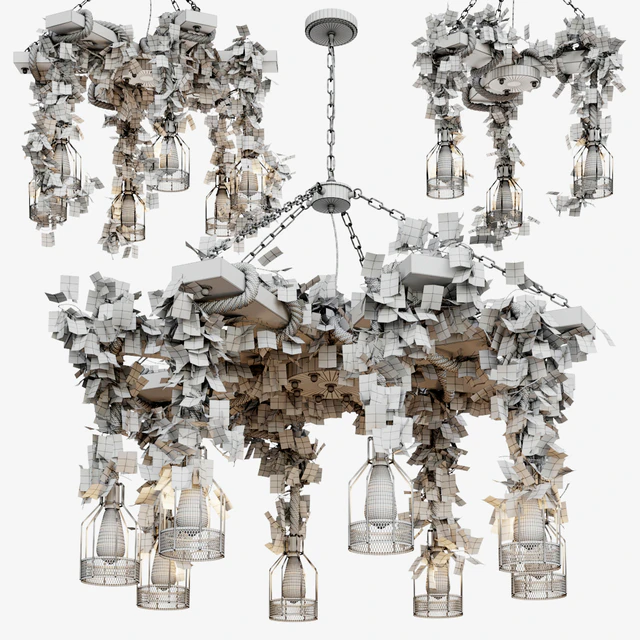 Wood Ceiling Lamp with Rope — Скачать