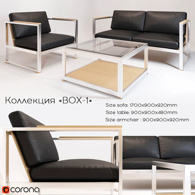 Диван и кресло (Офисная мебель в стиле LOFT) — Вид 1