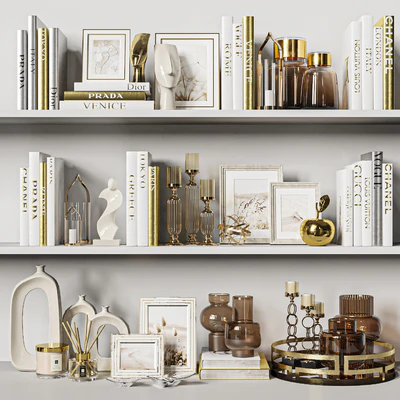 Decorative Set 37. White and gold books. — Ver 1