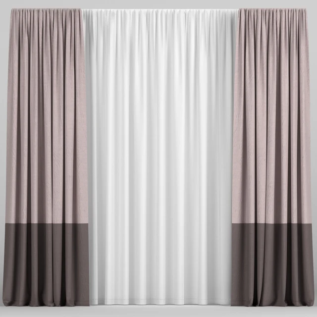 Two-tone curtains with tulle. — Descargar