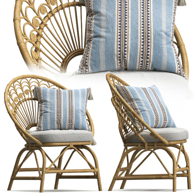 Rattan Vintage Armchair Peacock — Скачать