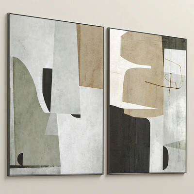 Large Mid-Century Abstract Neutral Wall Art C-410 — Вид 4