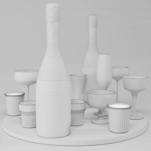 Collection of sparkling wine with crystal glasses and marble tray — Descargar
