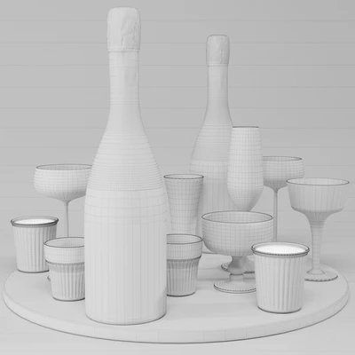 Collection of sparkling wine with crystal glasses and marble tray — Ver 2
