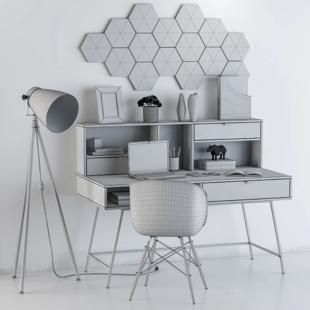 Home Office Wood Blue Set — Descargar