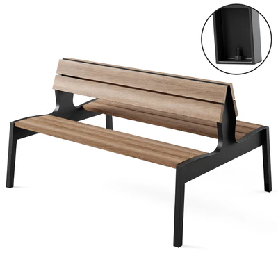 Vera Park Benches with litter bin Crystal by mmcite — Ver 4