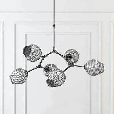 Chandelier Branching Bubble Chandelier 6 Smoke — View 2