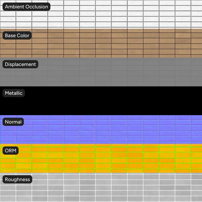 stacked painted brick wall texture tan — View 7